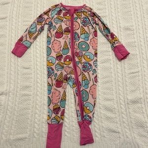 Little sleepies donut print double zip onesie pajamas